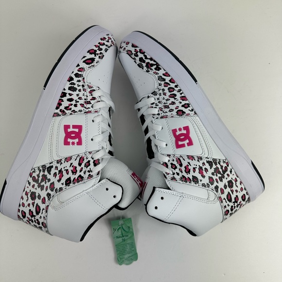 Women’s DC Cure Hi Size 9.5 Skate Leather Sneakers Trainers Pink Leopard - Picture 5 of 9